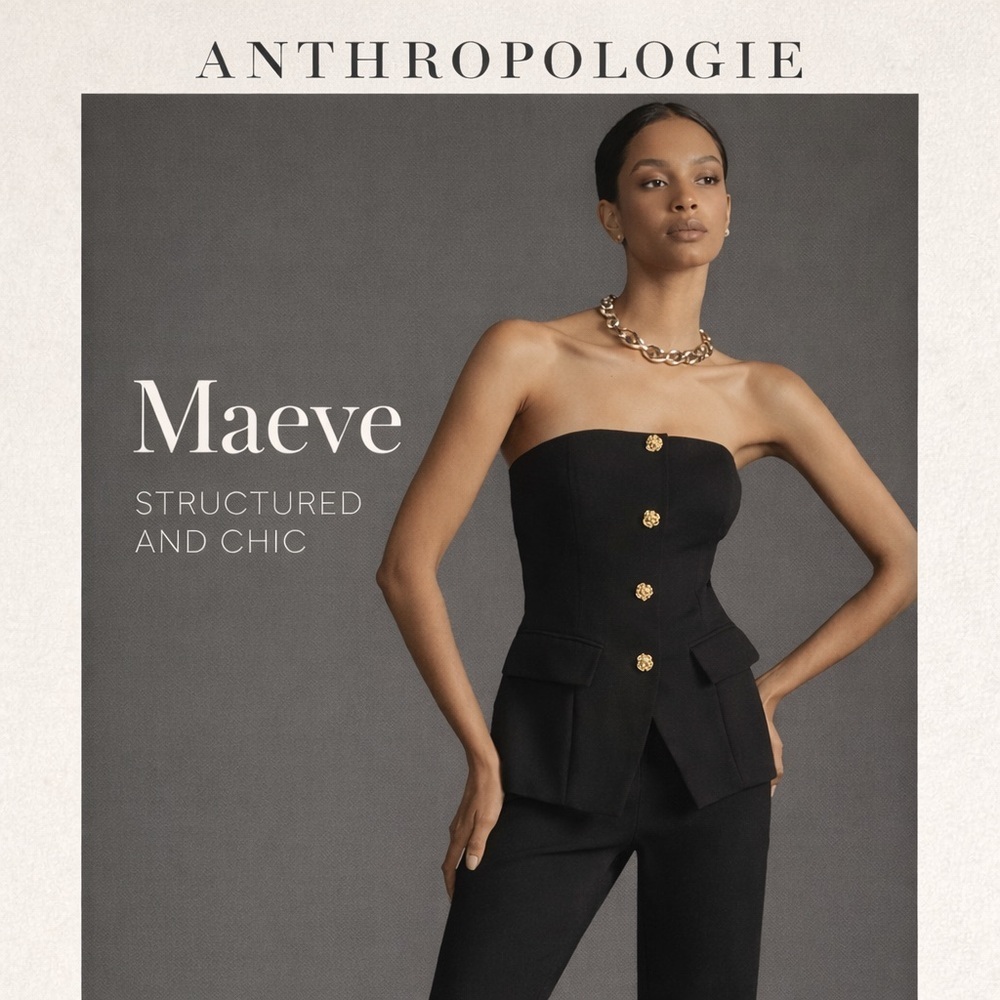 Anthropologie Maeve Strapless Twofer Jumpsuit Black XL NWT